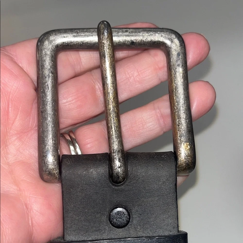 Source Unknown Black Textured Belt w/ brass Buckle